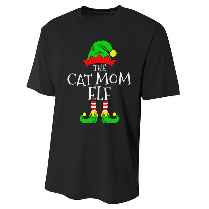 The Cat Mom Elf Funny Christmas Pet Lover Outfit Performance Sprint T-Shirt