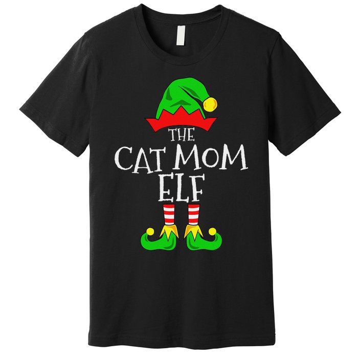 The Cat Mom Elf Funny Christmas Pet Lover Outfit Premium T-Shirt