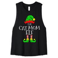 The Cat Mom Elf Funny Christmas Pet Lover Outfit Women's Racerback Cropped Tank