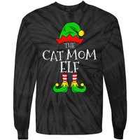 The Cat Mom Elf Funny Christmas Pet Lover Outfit Tie-Dye Long Sleeve Shirt