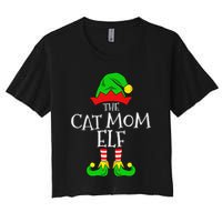 The Cat Mom Elf Funny Christmas Pet Lover Outfit Women's Crop Top Tee