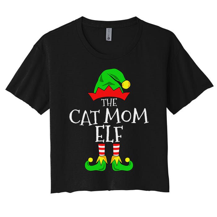 The Cat Mom Elf Funny Christmas Pet Lover Outfit Women's Crop Top Tee