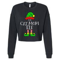 The Cat Mom Elf Funny Christmas Pet Lover Outfit Cropped Pullover Crew