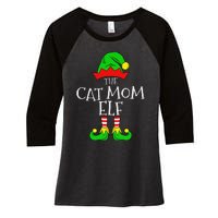 The Cat Mom Elf Funny Christmas Pet Lover Outfit Women's Tri-Blend 3/4-Sleeve Raglan Shirt