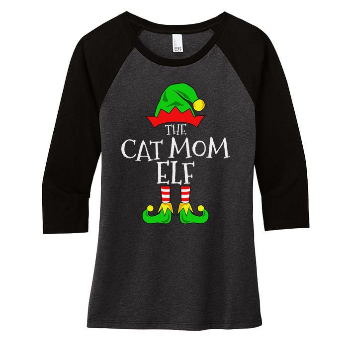 The Cat Mom Elf Funny Christmas Pet Lover Outfit Women's Tri-Blend 3/4-Sleeve Raglan Shirt