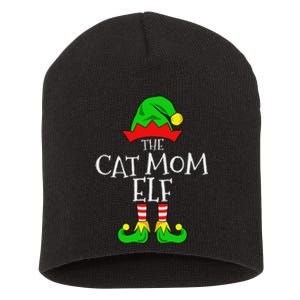 The Cat Mom Elf Funny Christmas Pet Lover Outfit Short Acrylic Beanie