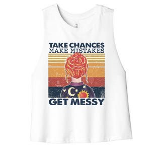 Take Chances Make Mistakes Get Messy Women's Racerback Cropped Tank