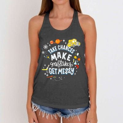 Take Chances Make Mistakes Get Messy For Women Women's Knotted Racerback Tank