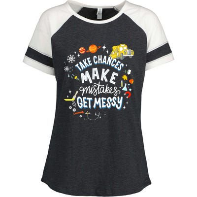 Take Chances Make Mistakes Get Messy For Women Enza Ladies Jersey Colorblock Tee