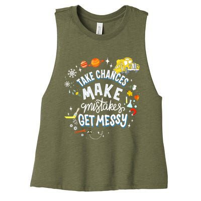 Take Chances Make Mistakes Get Messy For Women Women's Racerback Cropped Tank