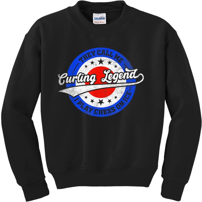 They Call Me Curling Legend I Play Chess On Ice Kids Sweatshirt