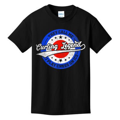 They Call Me Curling Legend I Play Chess On Ice Kids T-Shirt