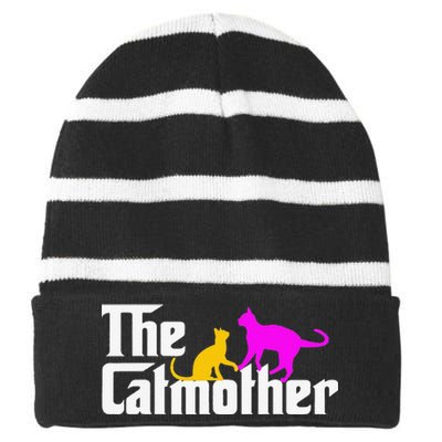 The Cat Mother Mother's Day Cat Owner Cat mom Gifts Striped Beanie with Solid Band