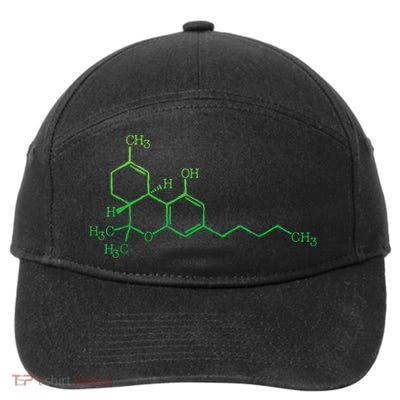 THC Cannabis Marijuana Medicine Chemical Formula 7-Panel Snapback Hat