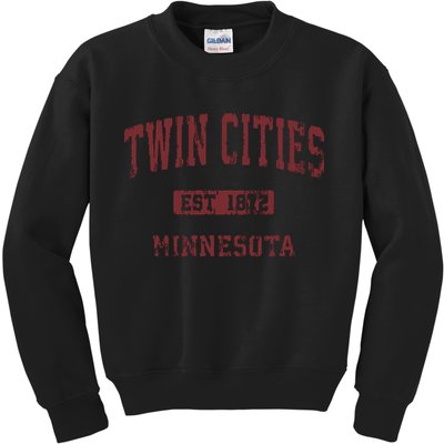 Twin Cities Minnesota Mn Vintage Athletic Sports Design Kids Sweatshirt