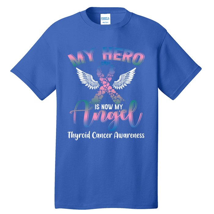 Thyroid Cancer My Hero Is Now My Angel Wings Retro Great Gift Tall T-Shirt