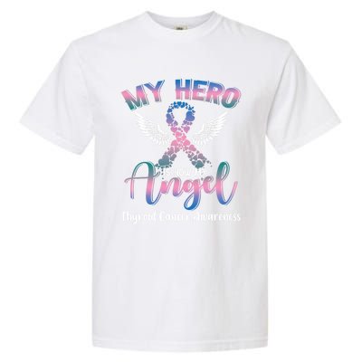 Thyroid Cancer My Hero Is Now My Angel Wings Retro Great Gift Garment-Dyed Heavyweight T-Shirt