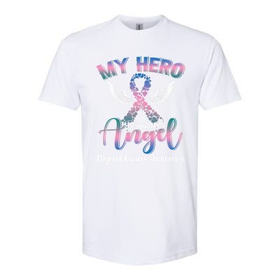 Thyroid Cancer My Hero Is Now My Angel Wings Retro Great Gift Softstyle® CVC T-Shirt