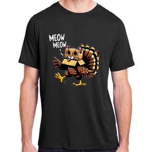 Turkey Cat Meow Happy Thanksgiving Day Adult ChromaSoft Performance T-Shirt