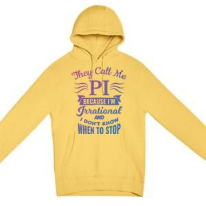 They Call Me Pi Symbol Pi Day Cute Funny Gift Premium Pullover Hoodie