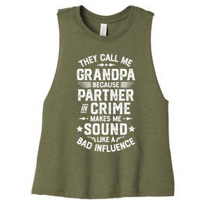 They Call Me Grandpa Partner In Crime Women's Racerback Cropped Tank