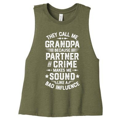 They Call Me Grandpa Partner In Crime Women's Racerback Cropped Tank