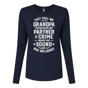 They Call Me Grandpa Partner In Crime Womens Cotton Relaxed Long Sleeve T-Shirt