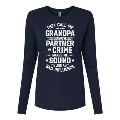 They Call Me Grandpa Partner In Crime Womens Cotton Relaxed Long Sleeve T-Shirt