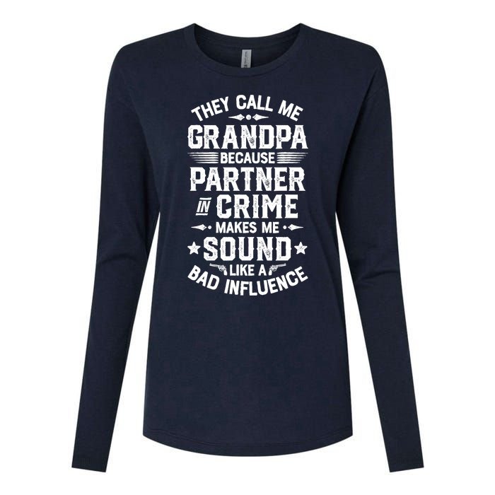 They Call Me Grandpa Partner In Crime Womens Cotton Relaxed Long Sleeve T-Shirt