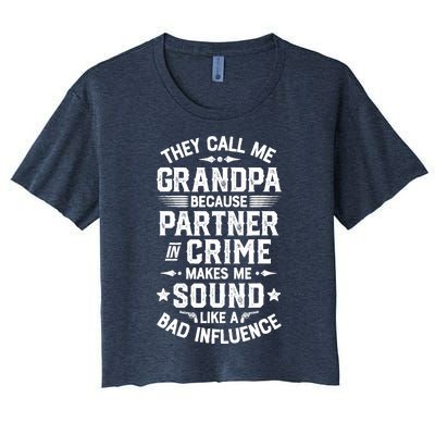 They Call Me Grandpa Partner In Crime Women's Crop Top Tee