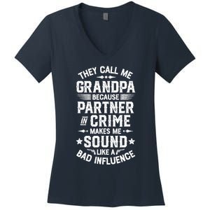 They Call Me Grandpa Partner In Crime Women's V-Neck T-Shirt