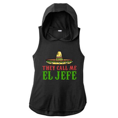 They Call Me El Jefe Mexican Bearded Men Ladies PosiCharge Tri-Blend Wicking Draft Hoodie Tank