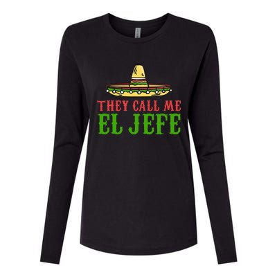 They Call Me El Jefe Mexican Bearded Men Womens Cotton Relaxed Long Sleeve T-Shirt