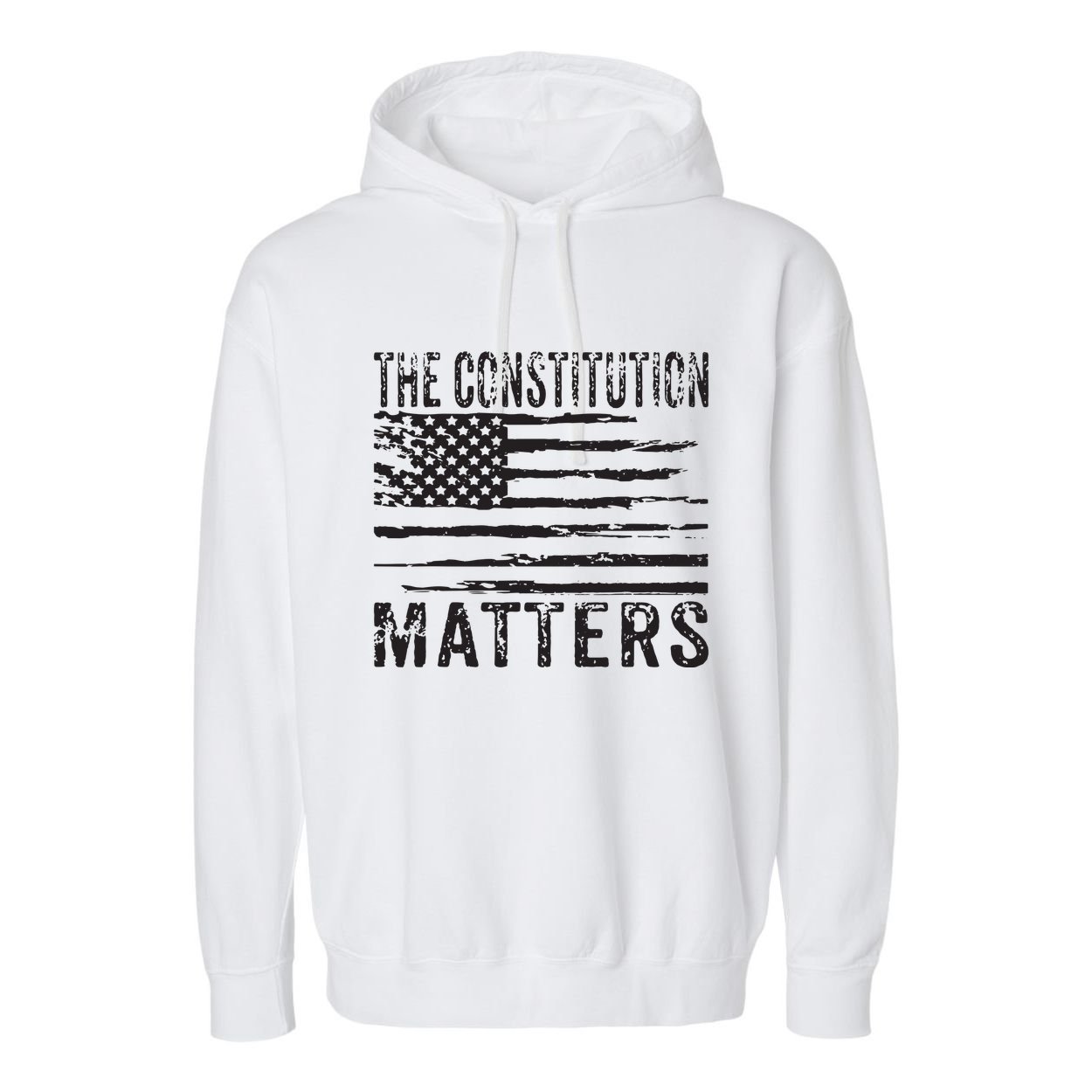 The Constitution Matters Vintage Patriotic American Flag Garment-Dyed Fleece Hoodie