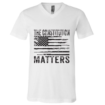 The Constitution Matters Vintage Patriotic American Flag V-Neck T-Shirt