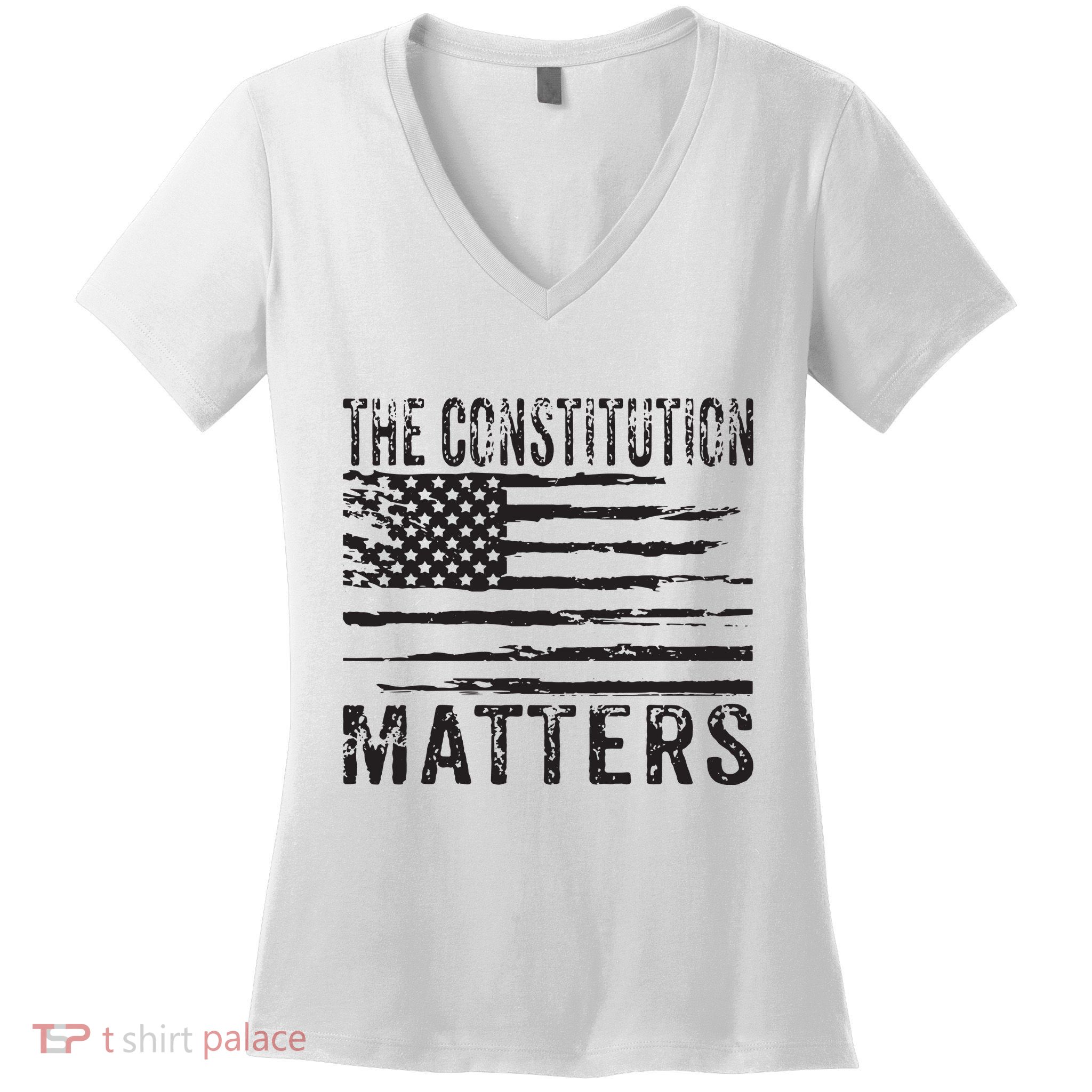 The Constitution Matters Vintage Patriotic American Flag Women's V-Neck T-Shirt
