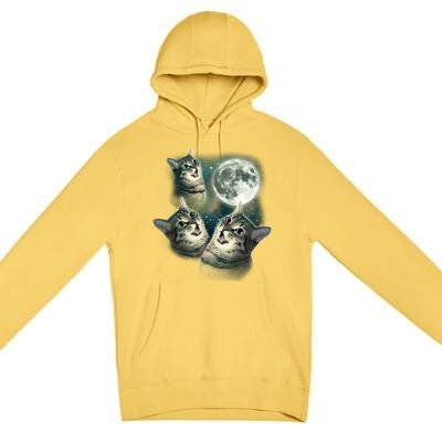 Three Cat Moon Funny Wolves Parody Great Gift Premium Pullover Hoodie