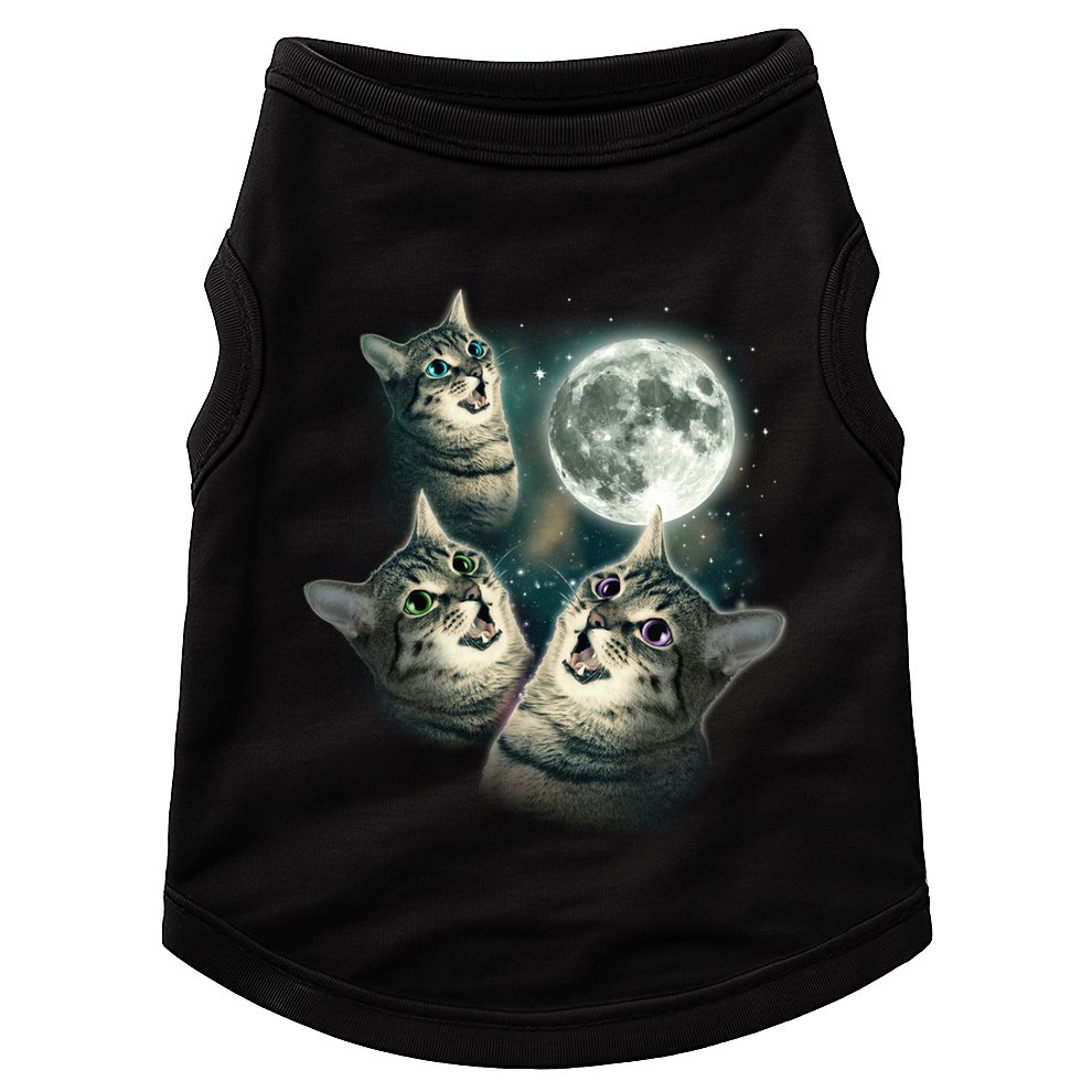 Three Cat Moon Funny Wolves Parody Great Gift Doggie Tank