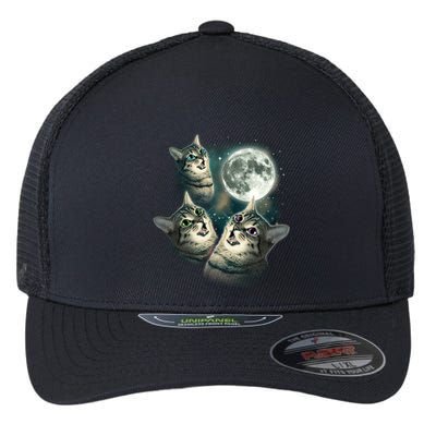 Three Cat Moon Funny Wolves Parody Great Gift Flexfit Unipanel Trucker Cap