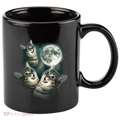 Three Cat Moon Funny Wolves Parody Great Gift 11oz C Handle Ceramic Mug
