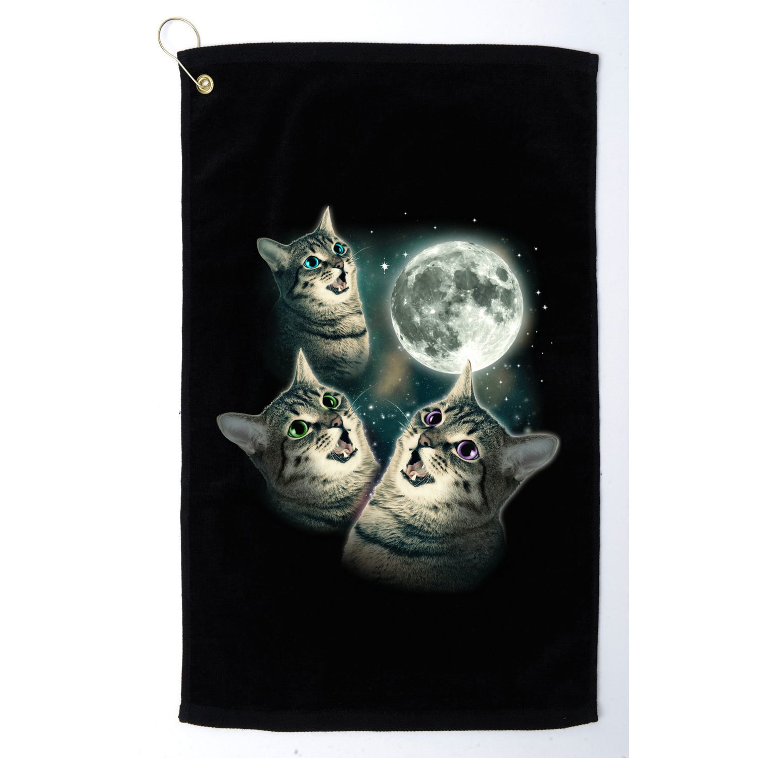 Three Cat Moon Funny Wolves Parody Great Gift Golf Towel