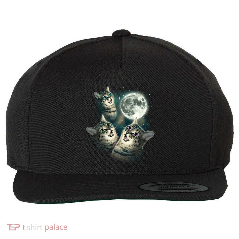 Three Cat Moon Funny Wolves Parody Great Gift Wool Snapback Cap