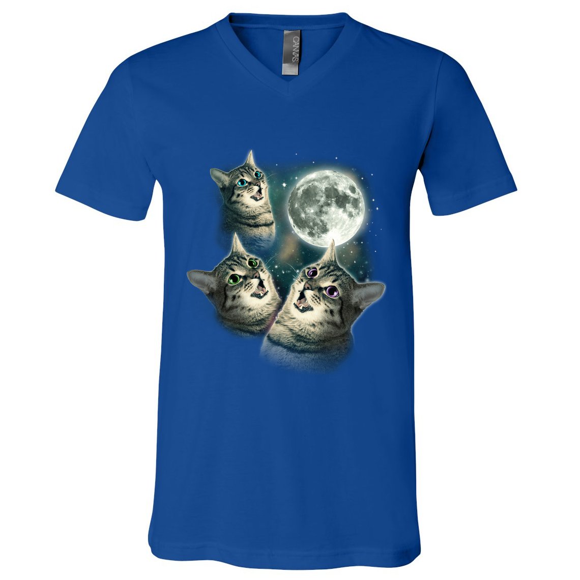 Three Cat Moon Funny Wolves Parody Great Gift V-Neck T-Shirt