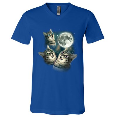 Three Cat Moon Funny Wolves Parody Great Gift V-Neck T-Shirt