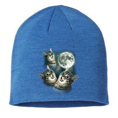 Three Cat Moon Funny Wolves Parody Great Gift Sustainable Beanie