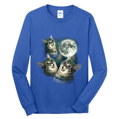 Three Cat Moon Funny Wolves Parody Great Gift Tall Long Sleeve T-Shirt
