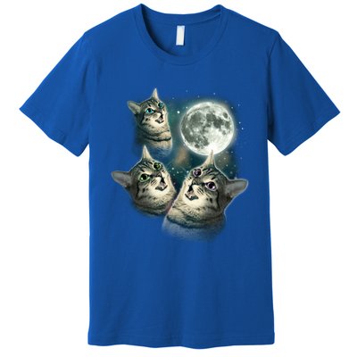 Three Cat Moon Funny Wolves Parody Great Gift Premium T-Shirt