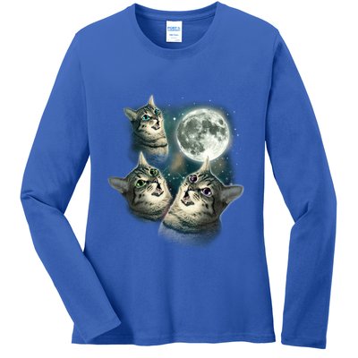 Three Cat Moon Funny Wolves Parody Great Gift Ladies Long Sleeve Shirt