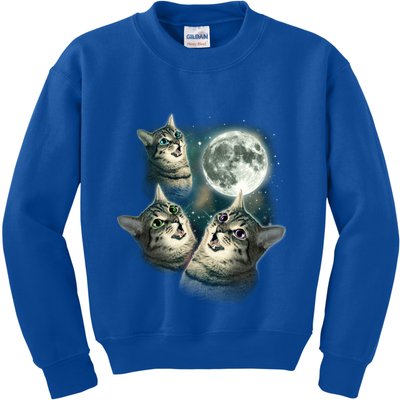 Three Cat Moon Funny Wolves Parody Great Gift Kids Sweatshirt