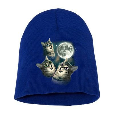 Three Cat Moon Funny Wolves Parody Great Gift Short Acrylic Beanie